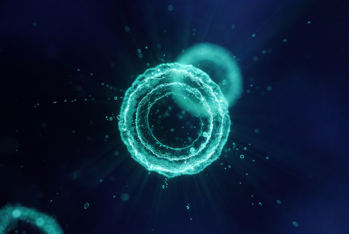 Abstract visualization of living CAR-T cell therapy — personalized cellular medicine